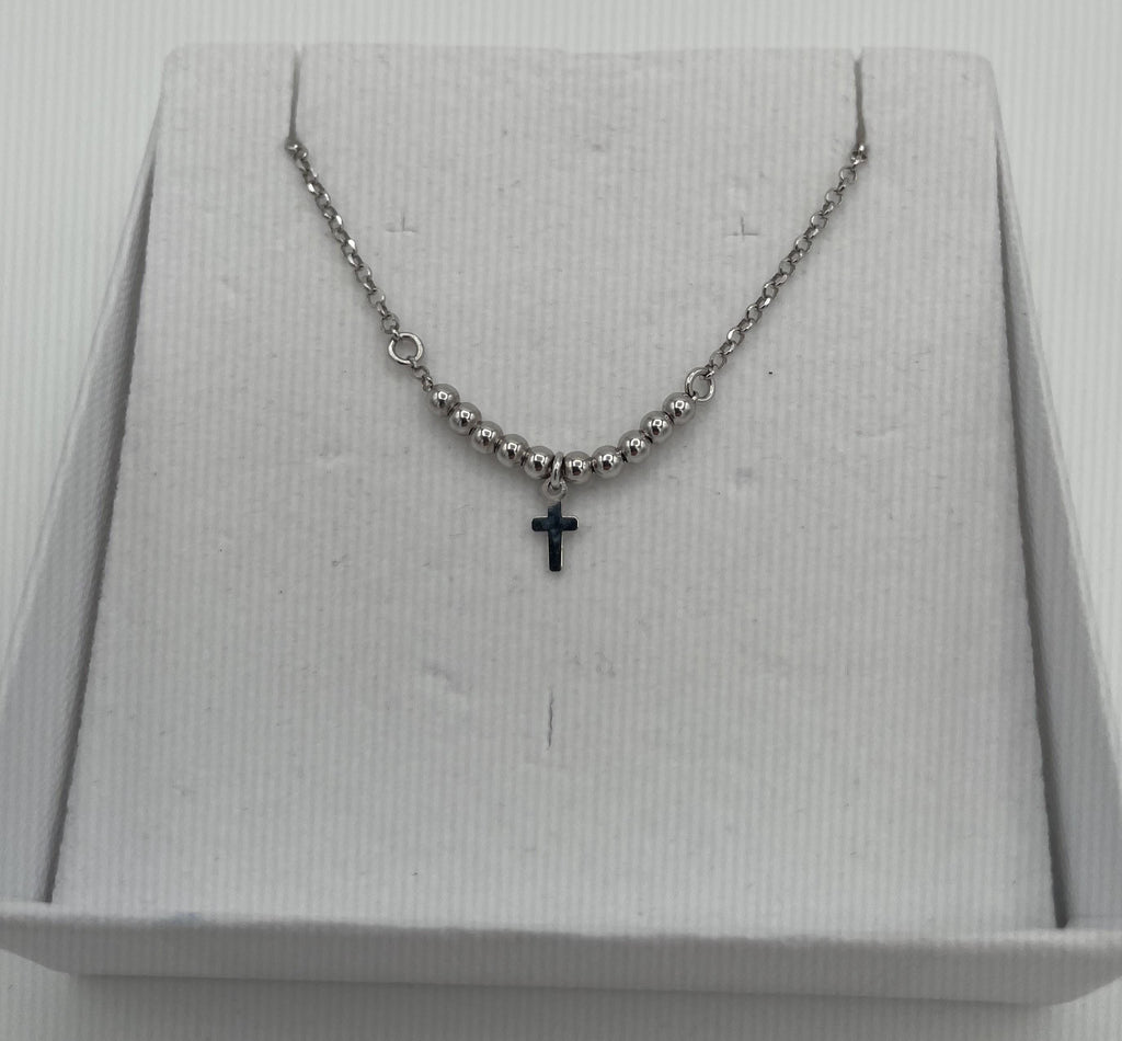 Bracciale in argento con croce e palline
