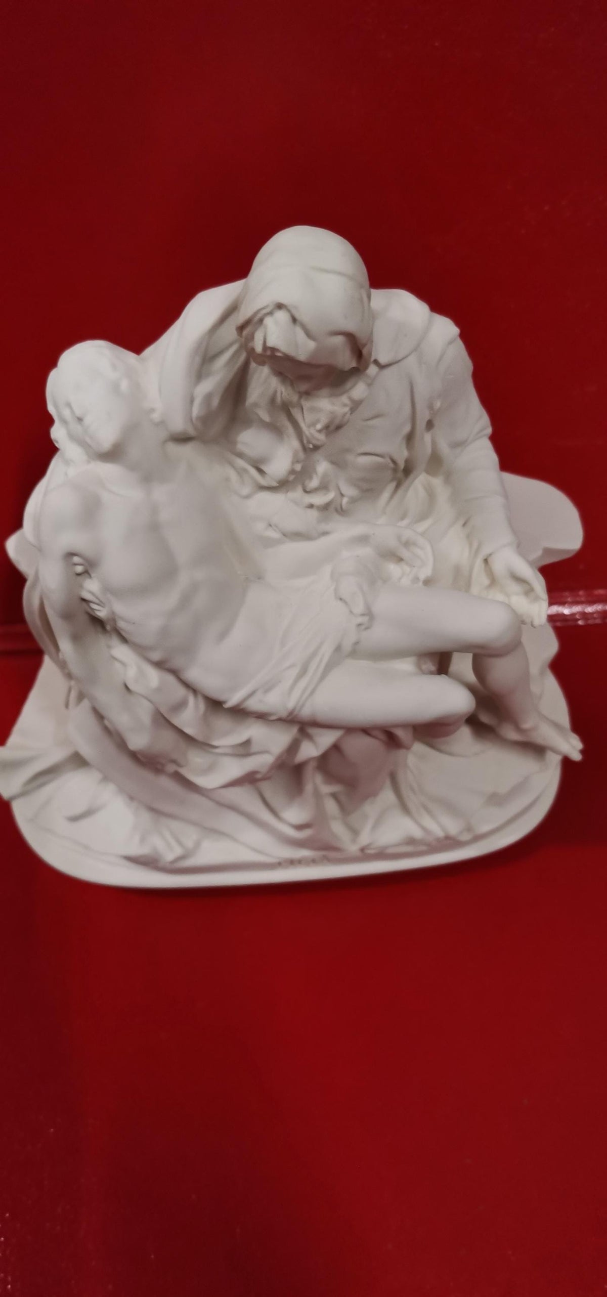 Statue Pietà de Michel-Ange en résine blanche effet marbre – 10 cm