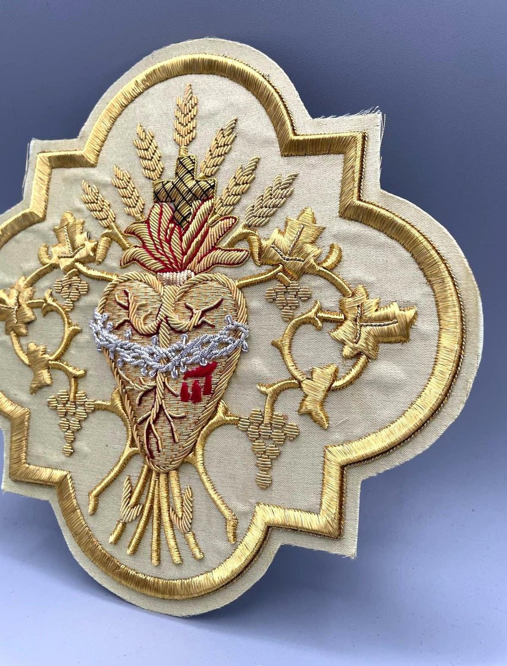 Icona Sacro Cuore   Ricamata con filo  Oro