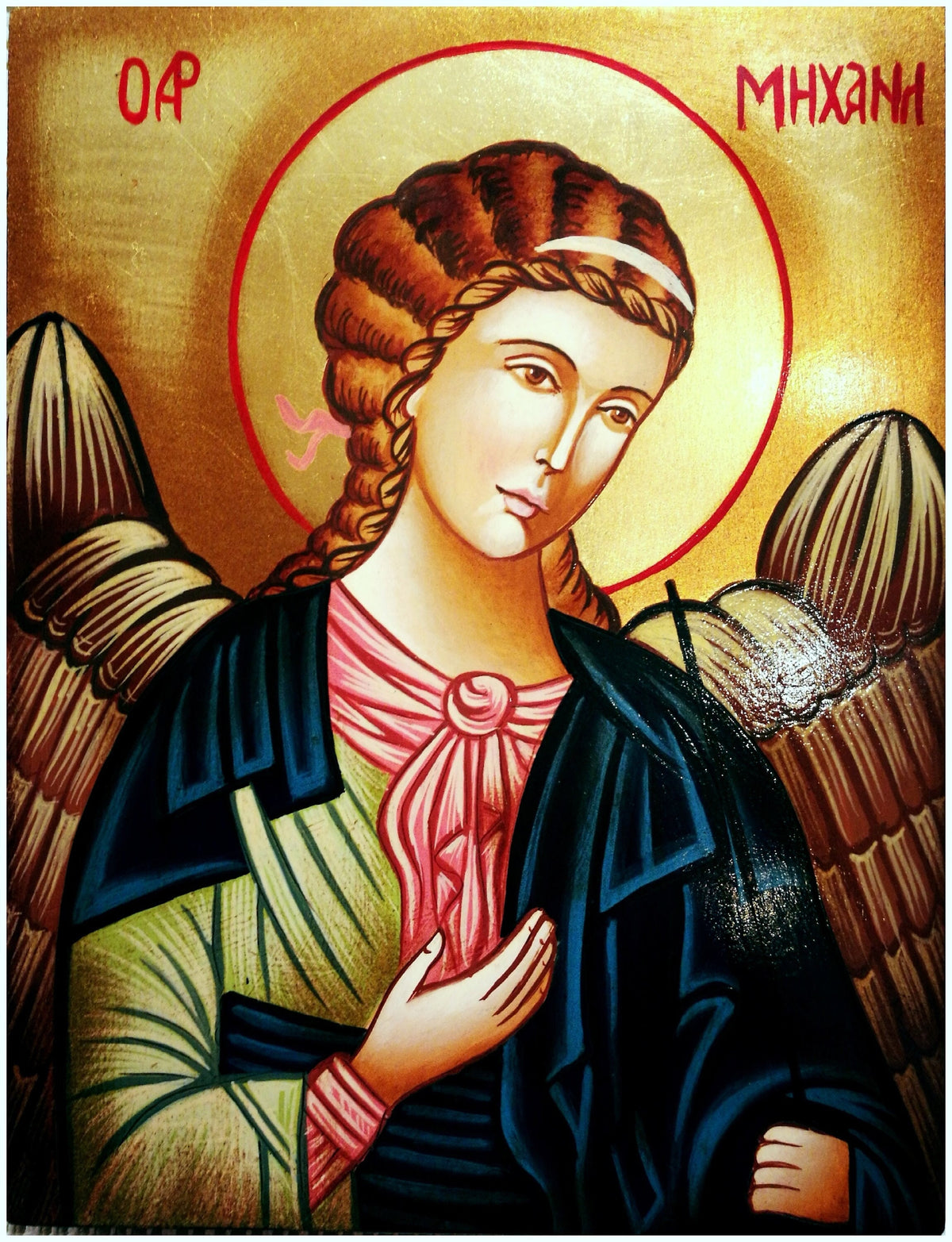 Icône Sacrée Saint Michel Archange – Byzantine Peinte à la Main sur Bois