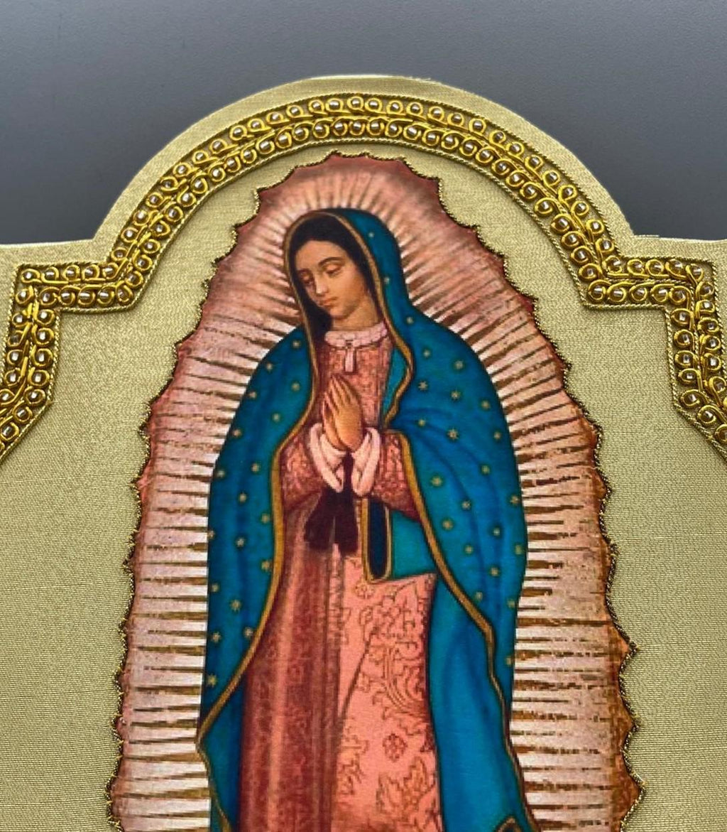 Quadro Ricamato con Filo Oro – Vergine di Guadalupe