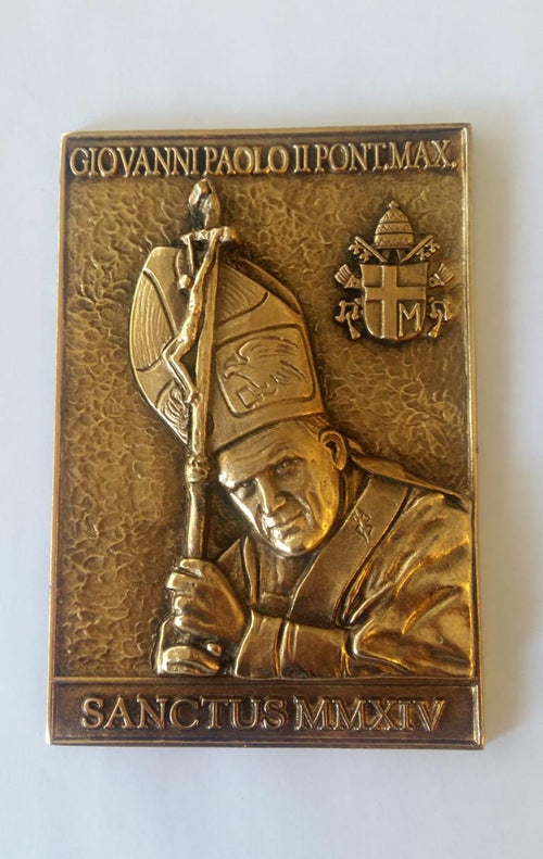 Bassorilievo di Giovanni Paolo II in ottone dorato – canonizzazione 27 aprile 2014