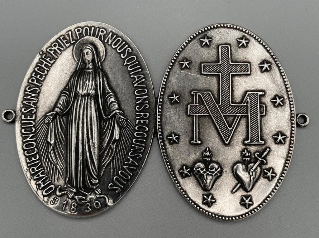 Médaillon d'entrée Vierge Miraculeuse 70x100 mm – Bain d'argent