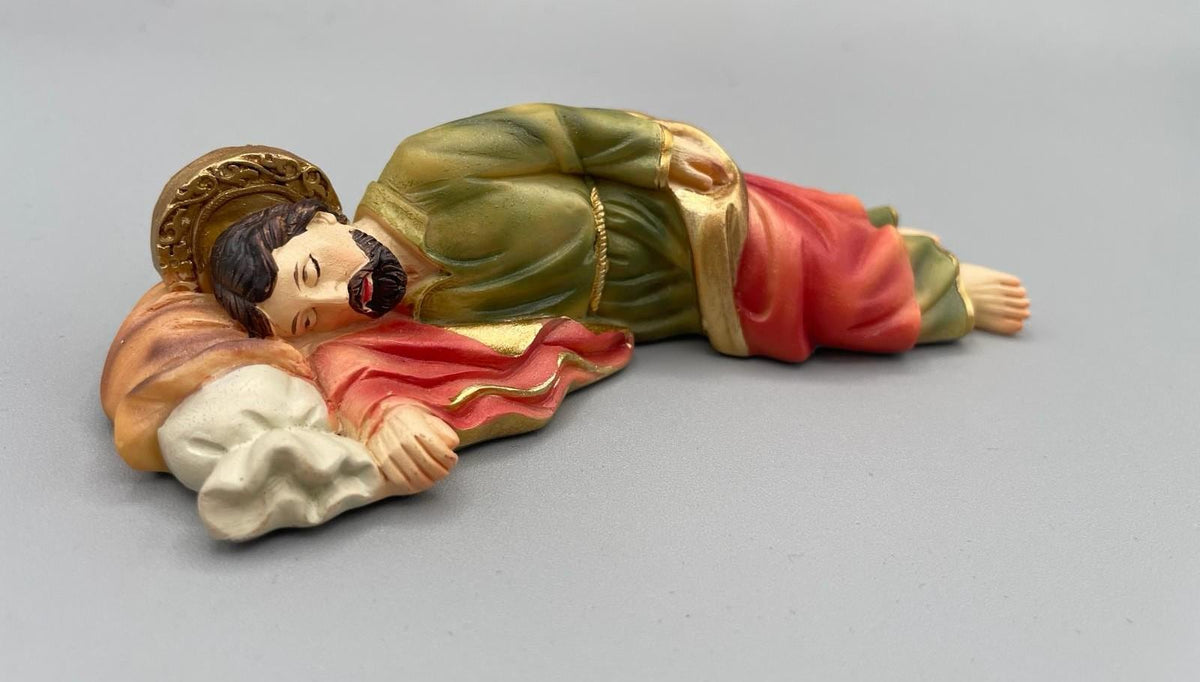 手塗り眠れる聖ヨセフ像 – 12.8 cm