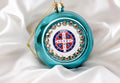 Pallina di Natale Blu Tiffany con Medaglia di San Benedetto