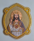 Icône du Christ Roi brodée à la main avec du fil d'or