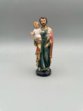 Statue Heiliger Josef mit Jesuskind aus bemaltem Kunstharz – 13 cm